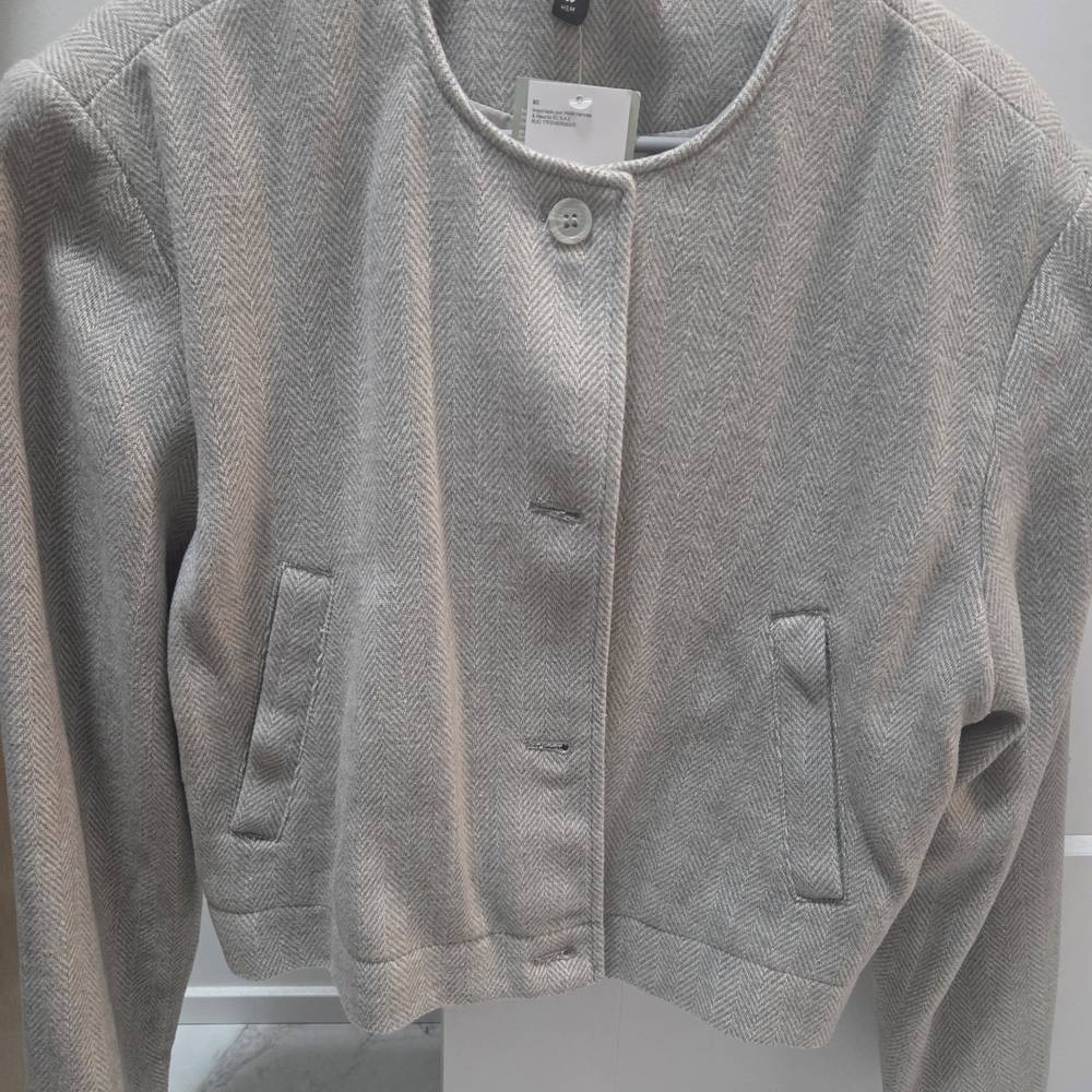 H&M Light Gray Herringbone Blazer